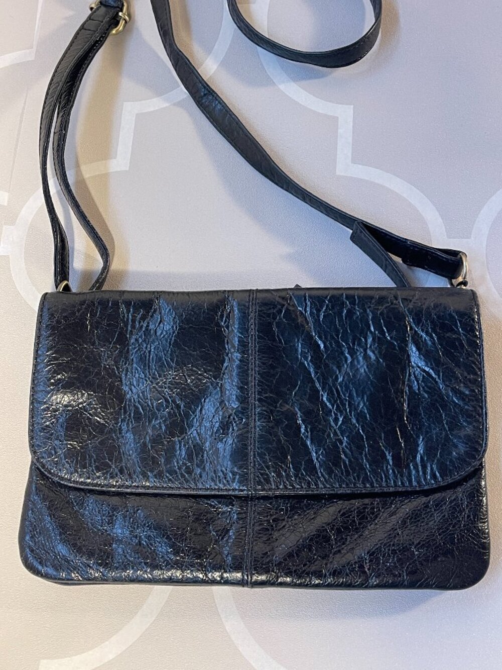 Latico Black Patent Leather Crossbody Bag | Multi-Pocket Organizer Purse